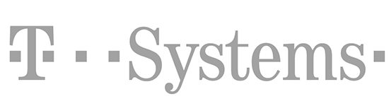 T-Systems Logo in Grau als Referenz für sme